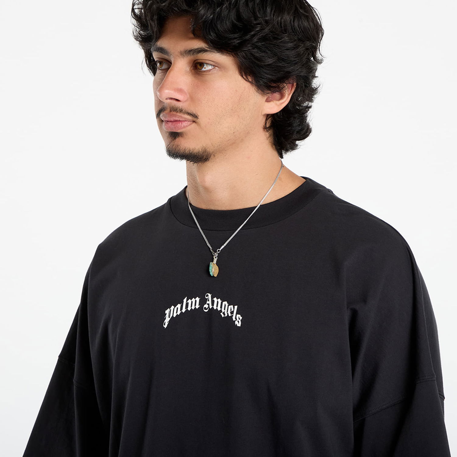 Tričko Palm Angels Palm Angels Back Curved Logo Over T-Shirt Čierna | PMAA10BF25JER0011003, 1