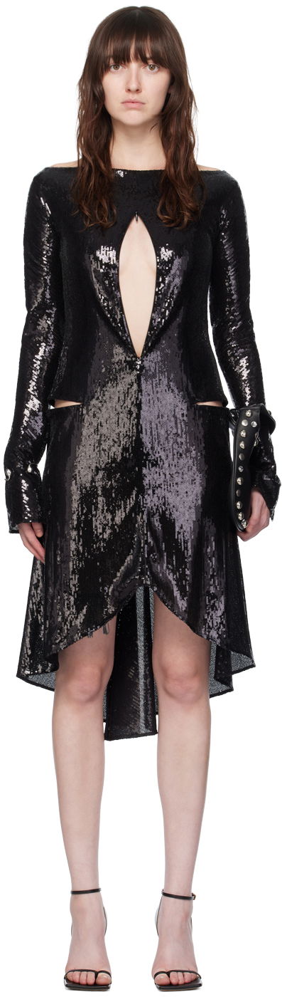 Šaty Courrèges Women's Sequin Ellipse Midi Dress Čierna | 224CRO427PAI001, 0