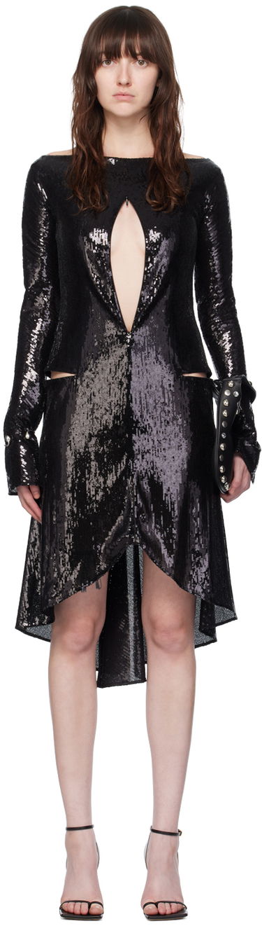 Šaty Courrèges Women's Sequin Ellipse Midi Dress Čierna | 224CRO427PAI001, 0