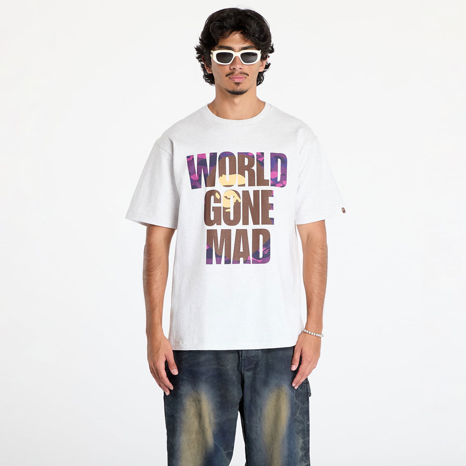 Tričko BAPE A BATHING APE Color Camo Wgm Ape Head Overlap T-Shirt Biela | 001TEK801024M GRA, 0