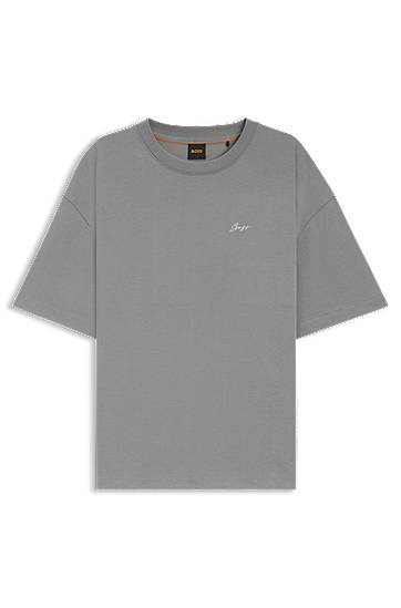 Tričko BOSS Logo Graphic Cotton-Jersey T-Shirt Šedá | 50545498, 0