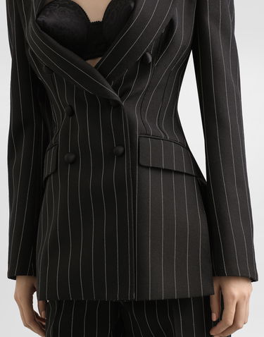 Bunda Dolce & Gabbana Dolce & Gabbana Double-breasted Pinstripe Wool Blazer Čierna | F29M2TFR22MS8051, 3