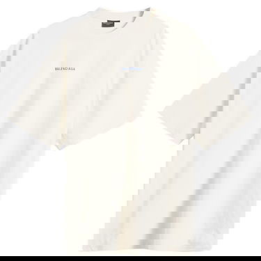 Tričko Balenciaga Balenciaga Men's Logo Medium Fit T-Shirt, Size Large Biela | 764235-TSVO9-8016, 1