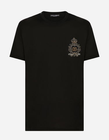 Tričko Dolce & Gabbana Cotton T-shirt With Heraldic Dg Patch Čierna | G8OU9ZFU7EQN0000, 0