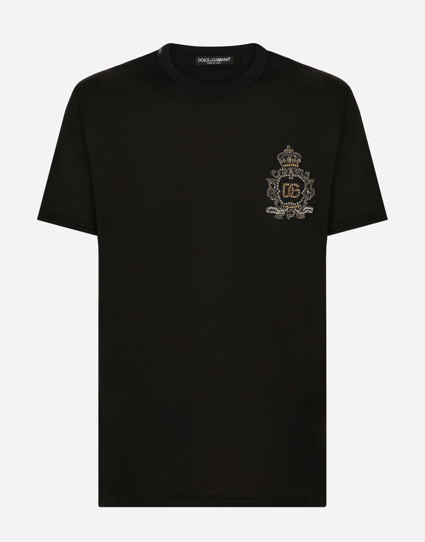 Tričko Dolce & Gabbana Cotton T-shirt With Heraldic Dg Patch Čierna | G8OU9ZFU7EQN0000