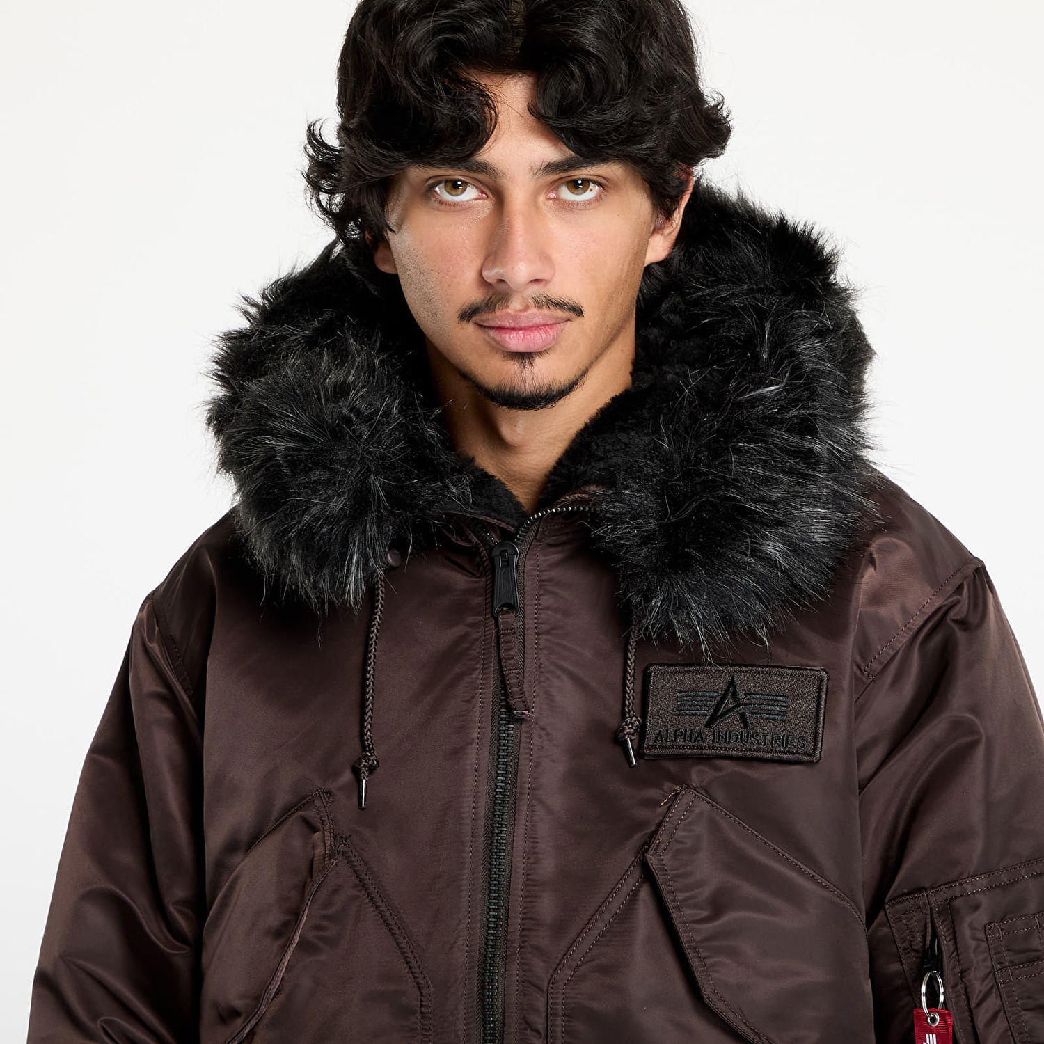 Bunda Alpha Industries 45P Hooded Custom Jacket Hunter Brown L Čierna | 113145 696, 1