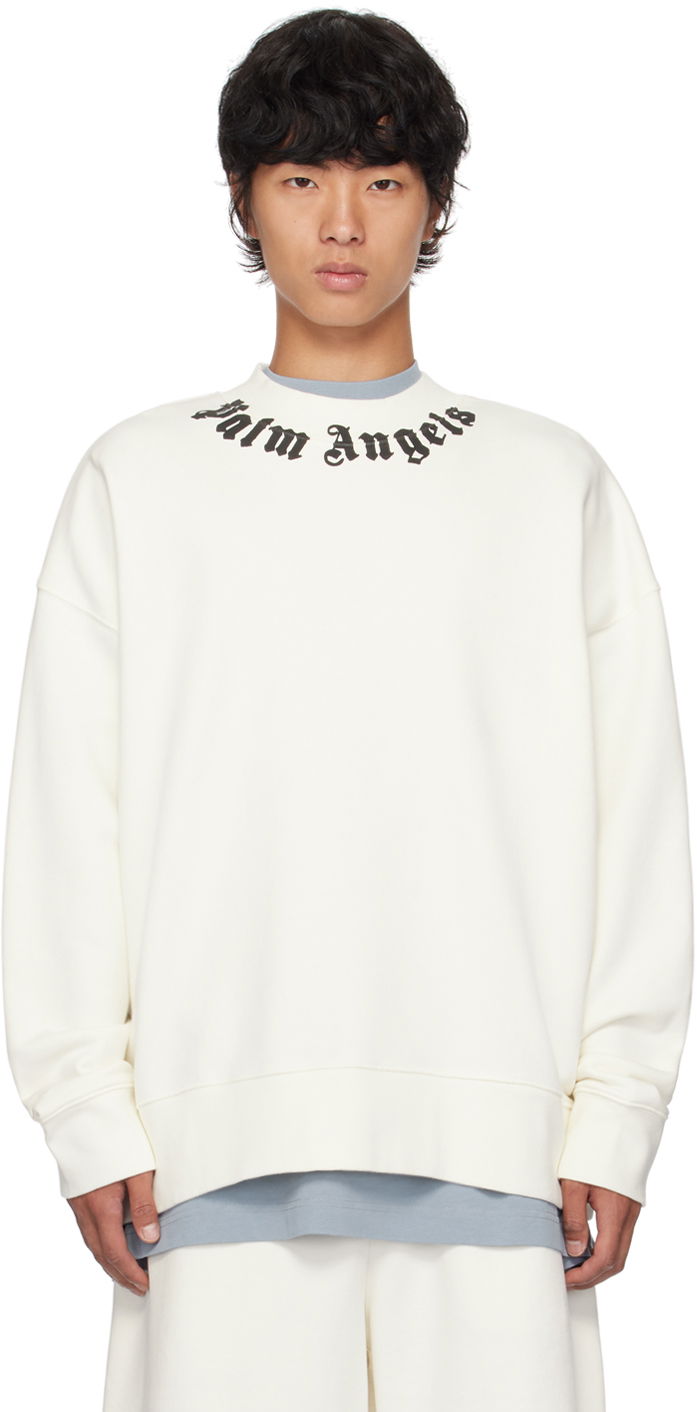 Mikina Palm Angels Off-White Neck Logo Sweatshirt Biela | PMBA026F24FLE0090310