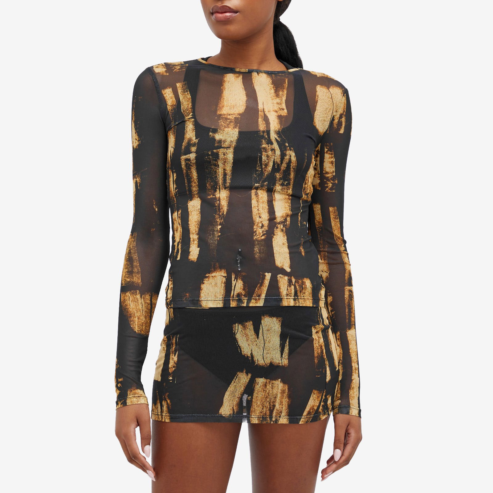 Miaou Semi-Sheer Long Sleeve Top