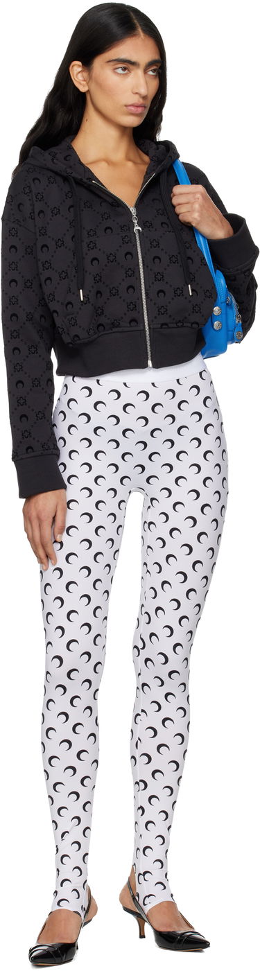 Mikina Marine Serre Marine Serre Moonogram Flocked Fleece Cropped Zipped Hoodie Čierna | WST019ACJER0089, 3