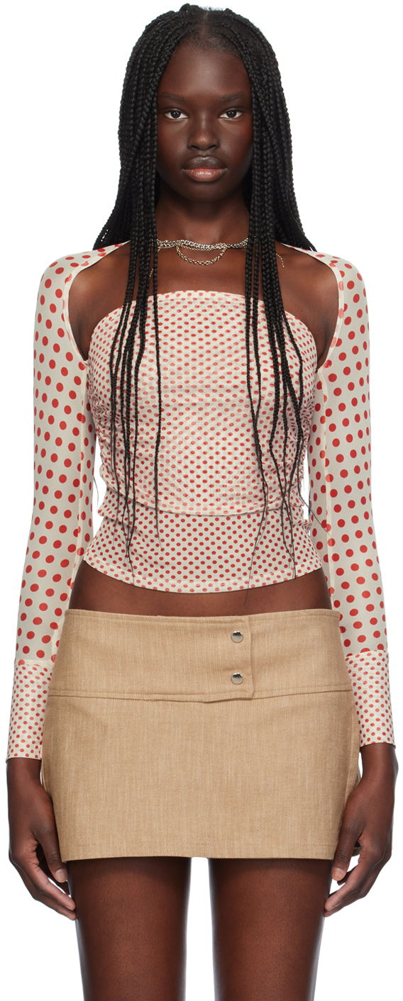 Sukňa Miaou Miaou Iris Polka Dot Long Sleeve T-Shirt Béžová | 7112PM2WPD, 0