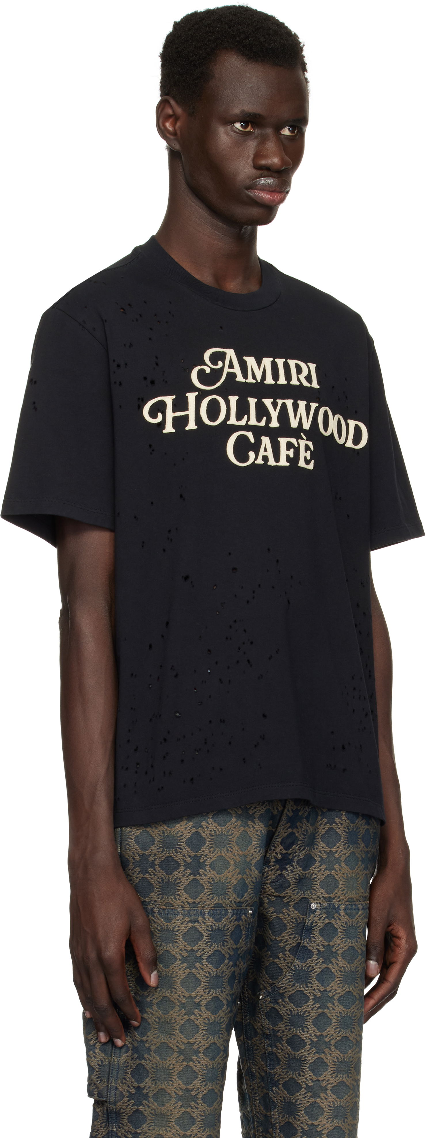 Tričko AMIRI Amiri Hollywood Cafe Distressed T-Shirt Čierna | AMJYTE1176, 1