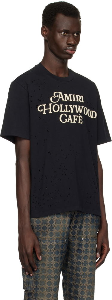 Tričko AMIRI Amiri Hollywood Cafe Distressed T-Shirt Čierna | AMJYTE1176, 1