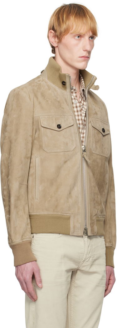 Bomber bunda Tom Ford TOM FORD Chest Pocket Suede Bomber Jacket Béžová | LBS060-LMS020S25, 1