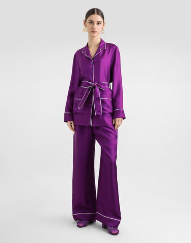 Nohavice Dolce & Gabbana Dolce & Gabbana Silk Twill Vanity Pants Fialová | FTAMPTFU10SF0571, 1