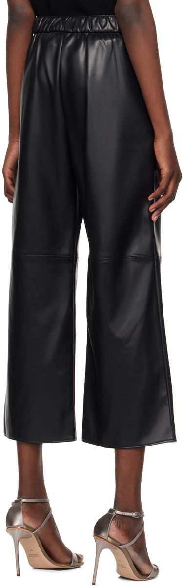 Nohavice Max Mara Max Mara Luciana Leather Wide-Leg Culottes Čierna | 2429786031600, 2