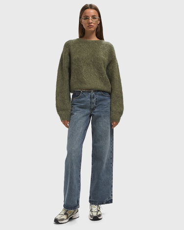 Sveter American Vintage Niby Fuzzy Knit Pullover Zelené | NIB18AH25-KAKI, 1