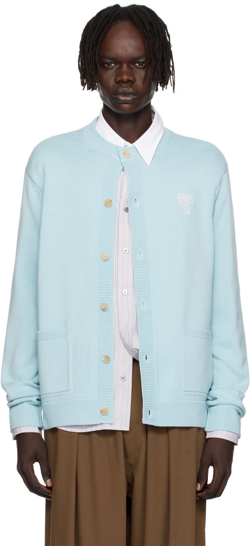Sveter Acne Studios Acne Studios Crewneck Cardigan Modrá | B60385-