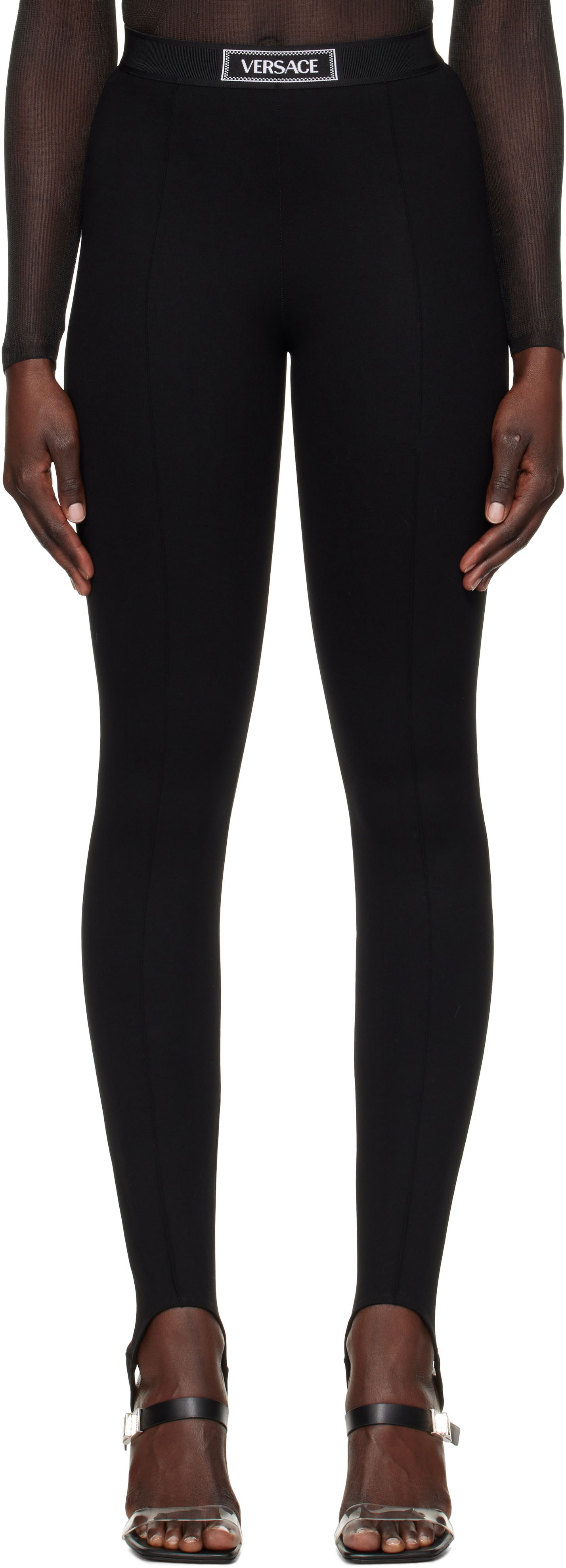 Legíny Versace Stirrup Leggings With Logo Čierna | 1015879_1A12037_1B000, 0