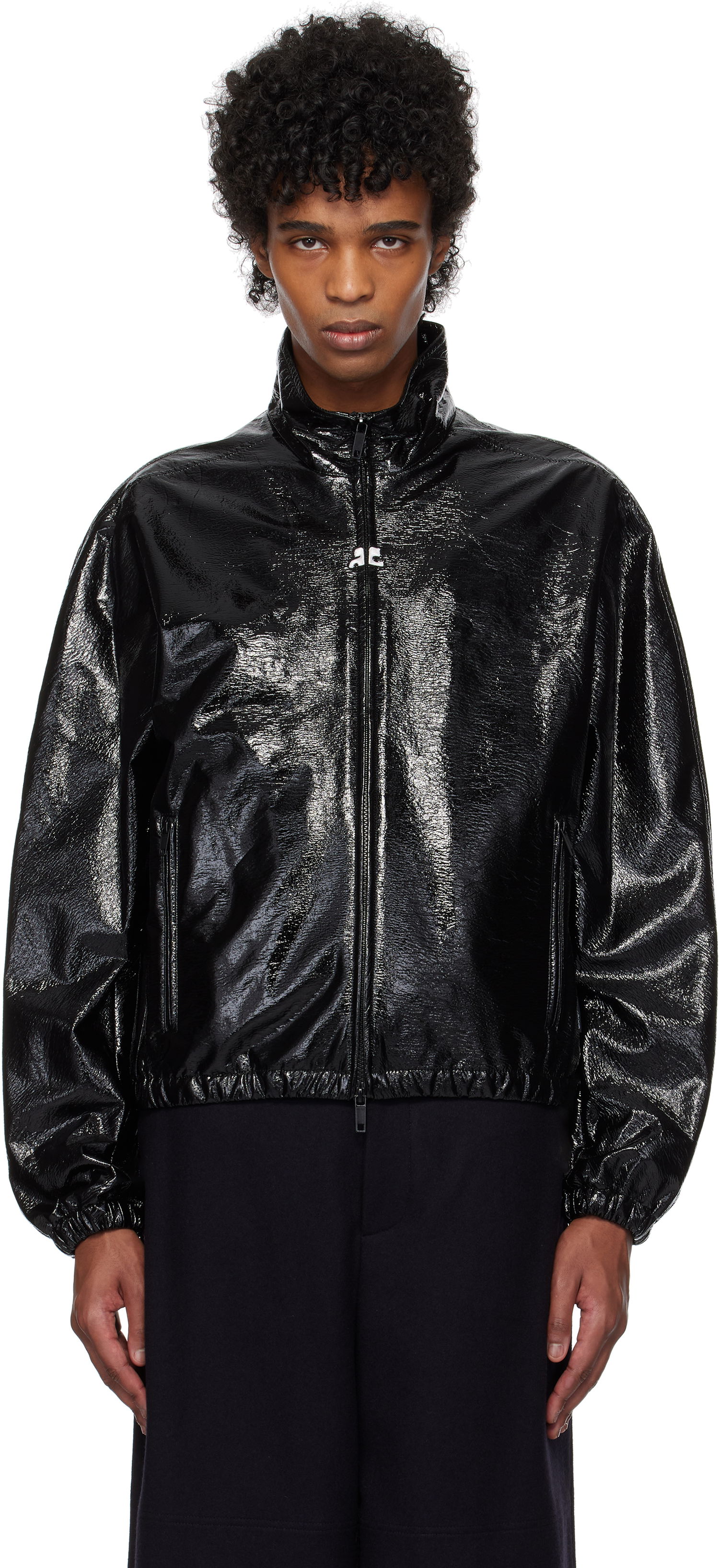 Bunda Courrèges Courrèges Vinyl Tracksuit Bomber Jacket Čierna | 125CBL270VY0016, 0