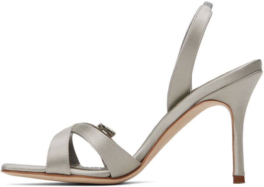 Manolo Blahnik Ramisli Satin Heeled Slingback Sandals