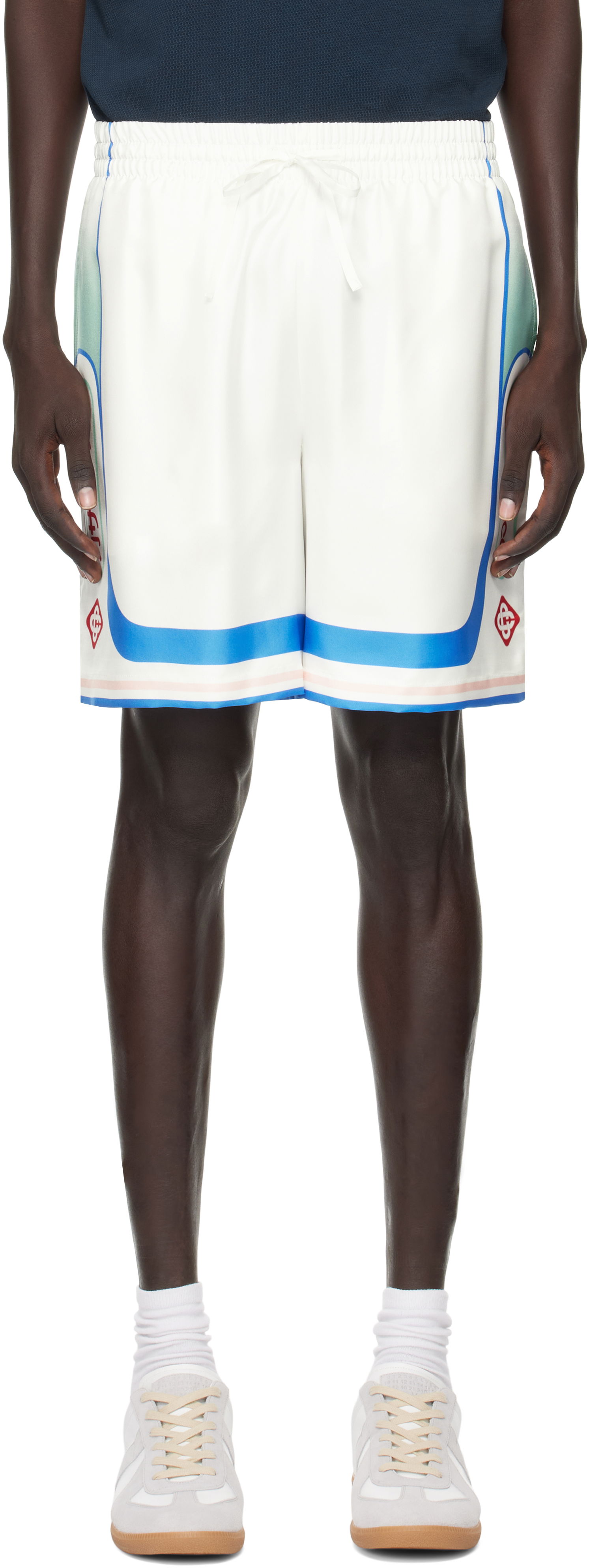 Šortky Casablanca Casablanca Fuji Dream Silk Shorts Biela | MPF25-TR-012-04, 0