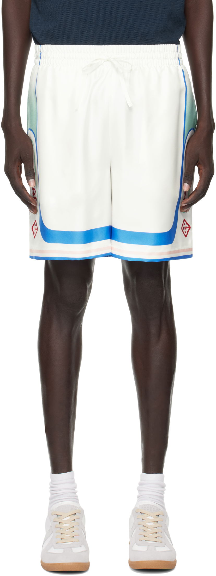 Šortky Casablanca Casablanca Fuji Dream Silk Shorts Biela | MPF25-TR-012-04