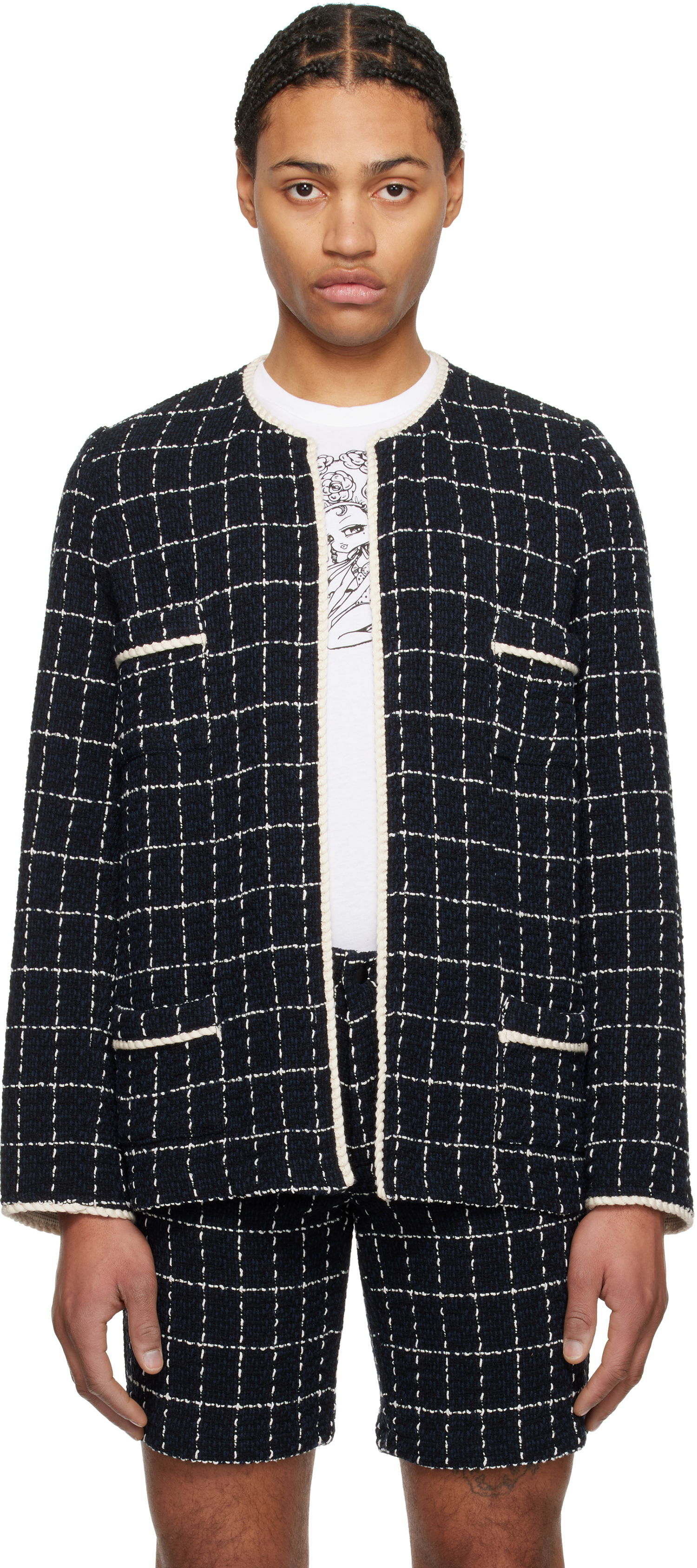 Bunda Anna Sui Anna Sui Windowpane Tweed Jacket Čierna | M1125B30, 0