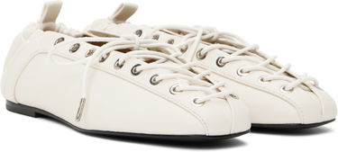 Šaty GANNI GANNI Lace-Up Ballerina Flats Biela | S2962, 3
