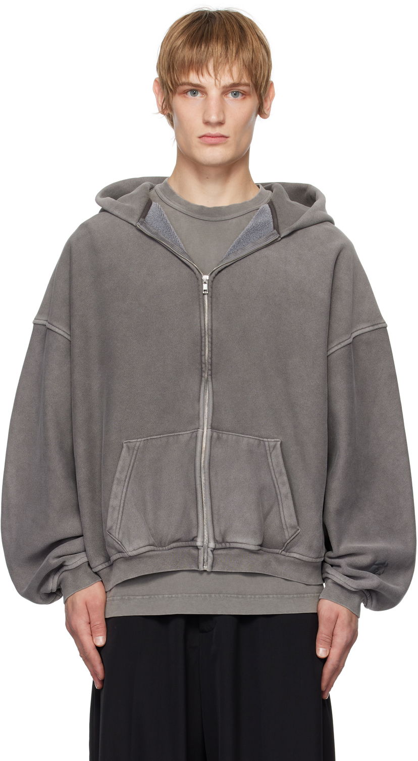 Mikina Alexander Wang Oversize Zip-Up Hoodie Šedá | UCC4242028