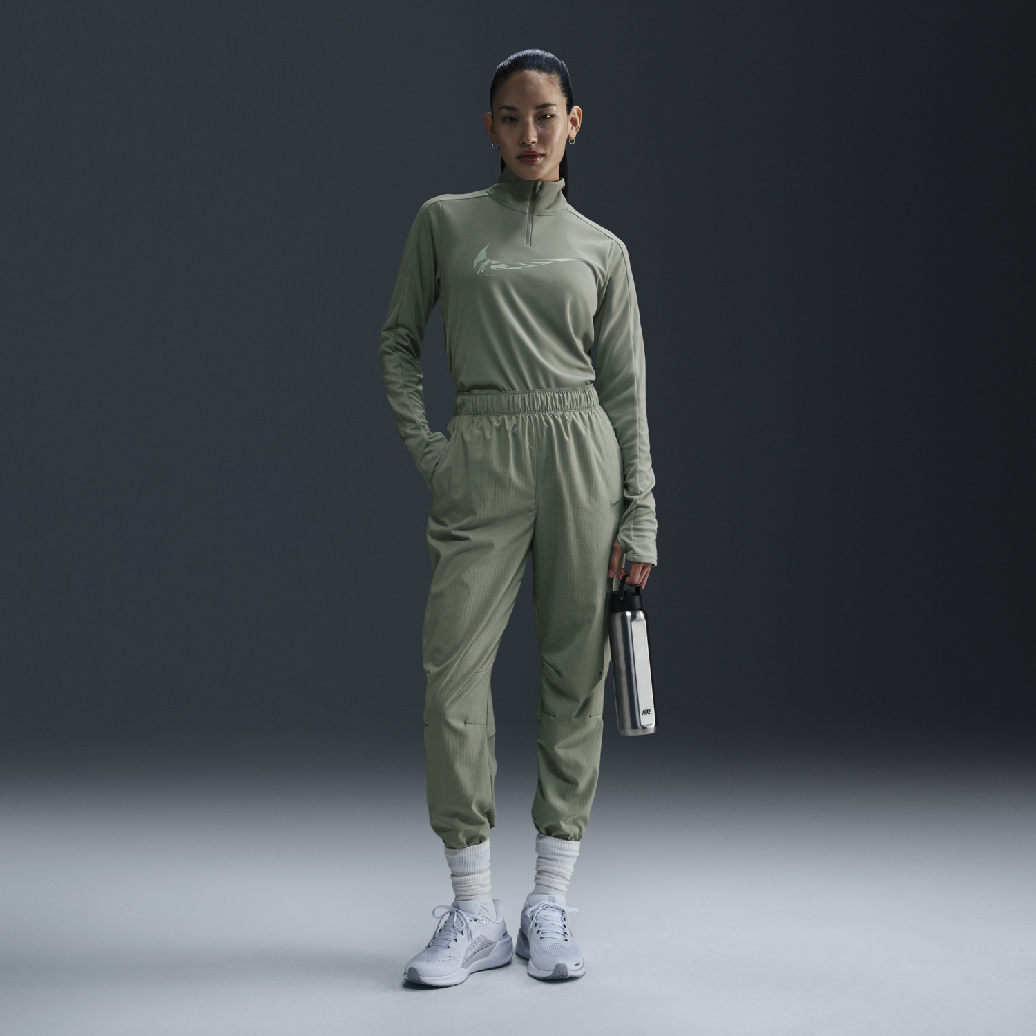 Nohavice Nike 7/8 Running Trousers Dri-FIT Fast Mid Rise Green Zelené | FB7730-370, 0