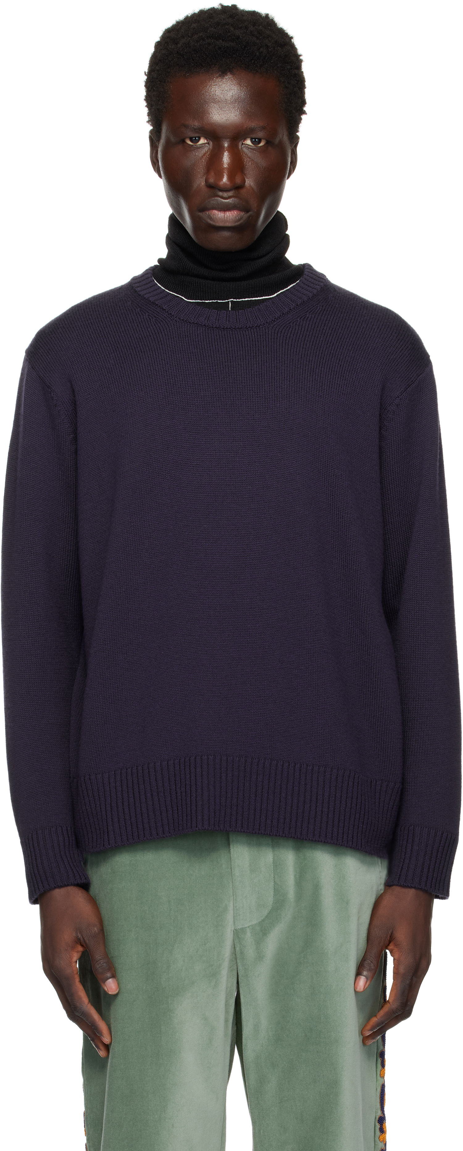 Sveter Bode Juniper Knit Sweater Modrá | MRF24KT021, 0