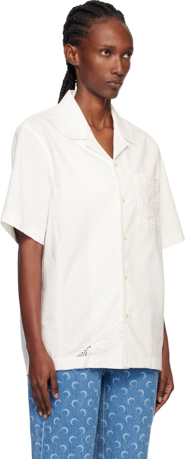 Košeľa Marine Serre Regenerated Household Linen Short Sleeve Bowling Shirt Biela | USI016AUWOV0045, 1