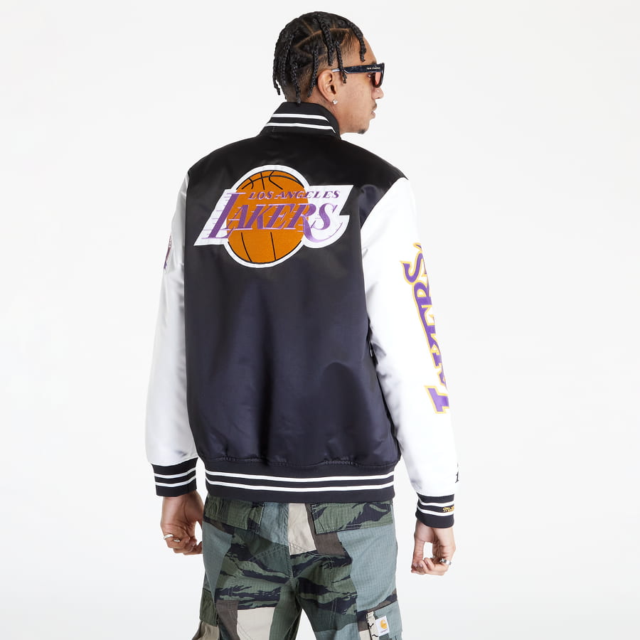 Bomber bunda Mitchell & Ness Team Origins Varsity Satin Los Angeles Lakers Jacket Čierna | OJBF4854-LALYYPPPBKWH, 1