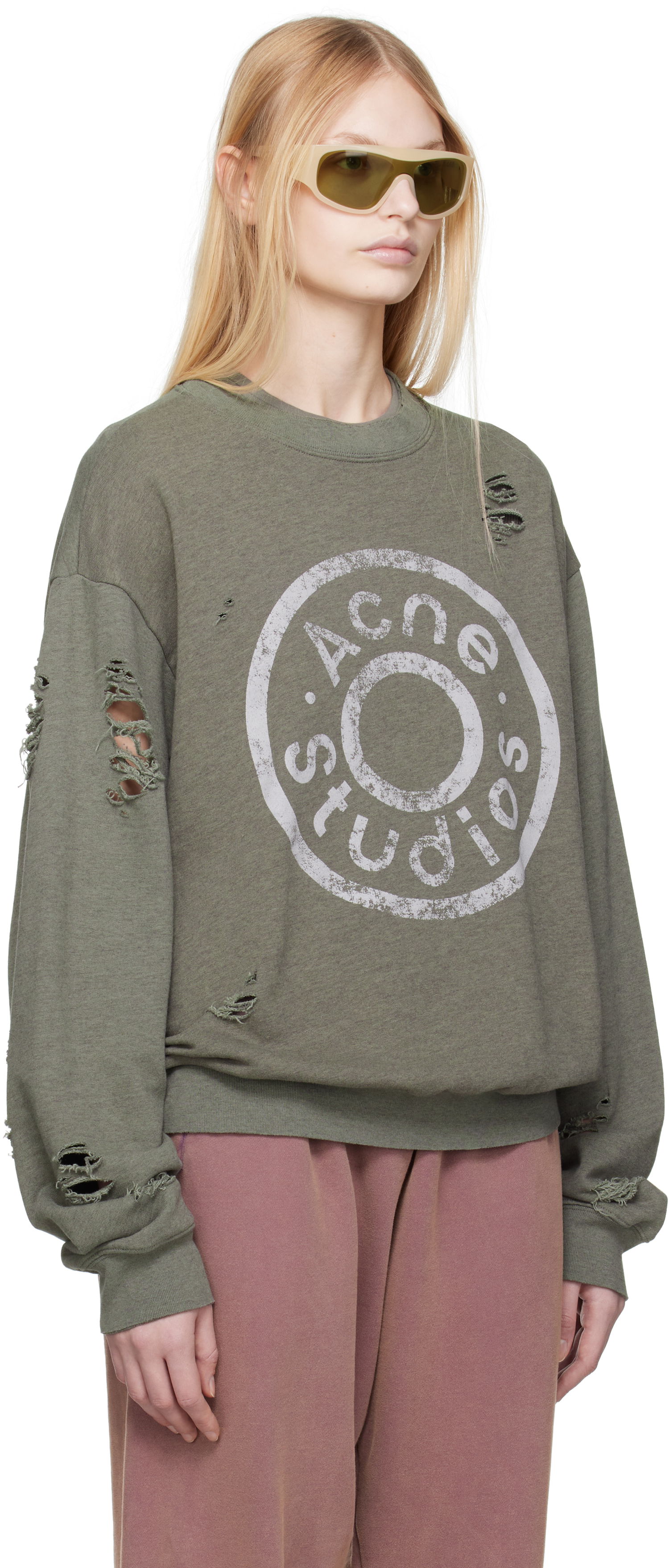 Mikina Acne Studios Green Printed-Logo Sweatshirt Zelené | CI0179-, 1