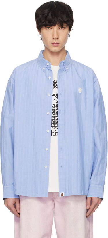Košeľa BAPE Striped Logo Shirt Modrá | 001SHK801308M, 0
