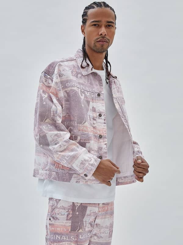 Bunda GUESS Originals All Over Print Denim Jacket Ružová | M3BG77D4SB0, 0