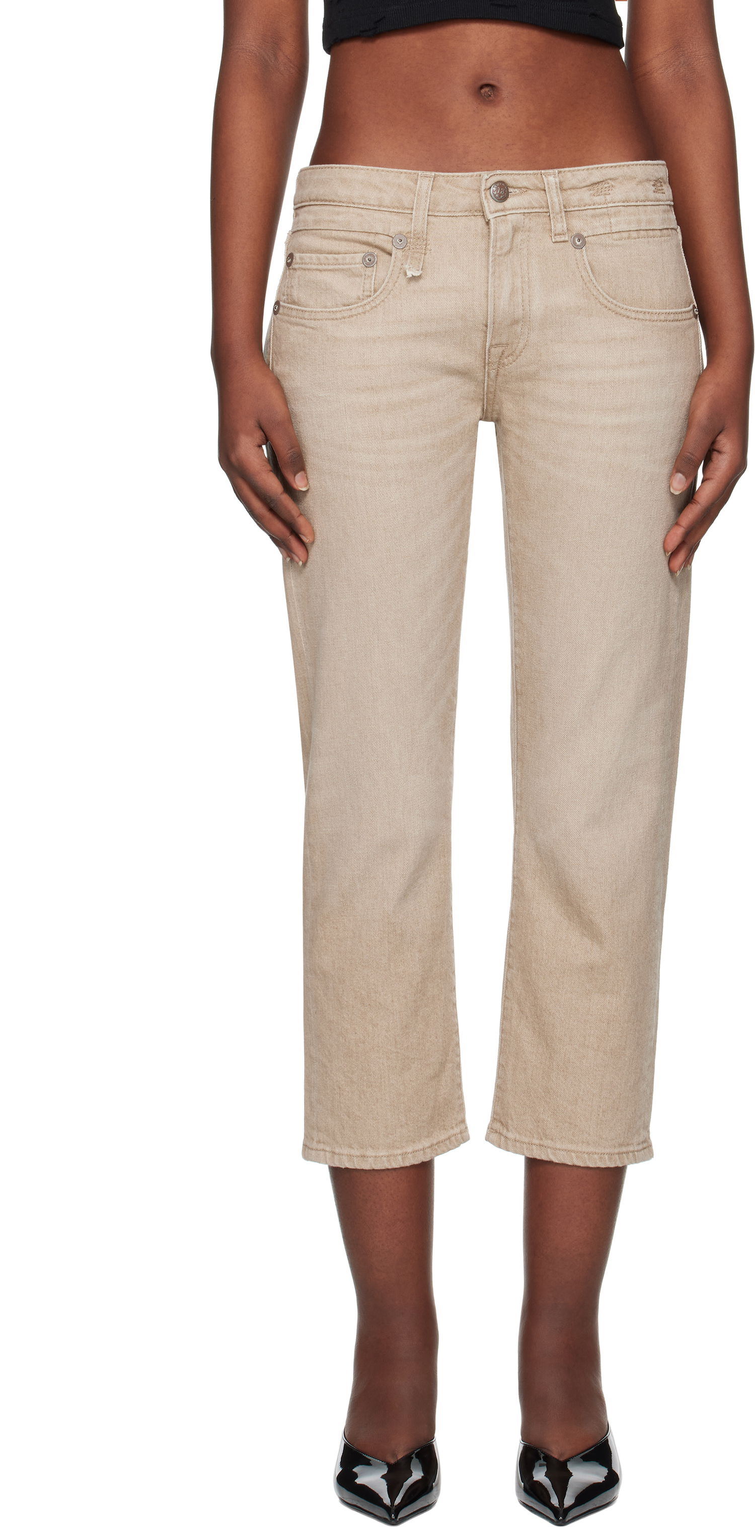 Džínsy R13 R13 Boy Straight Cropped Jeans Béžová | R13W0091-D288A, 0