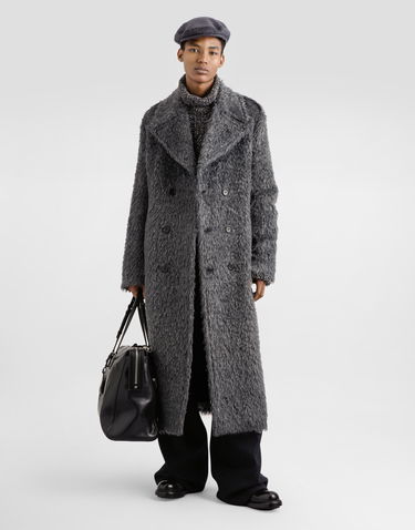 Kabáty Dolce & Gabbana Long Double-breasted Fur-effect Coat Šedá | G054CTFUZDDS8290, 1
