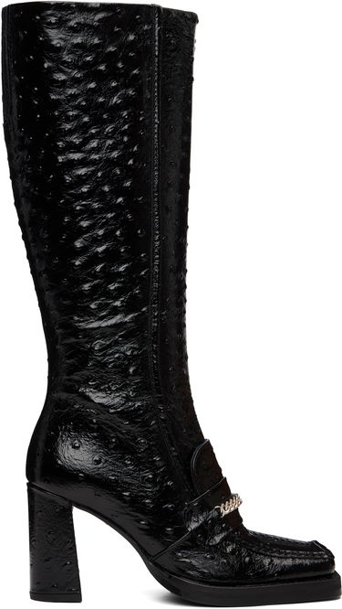 Tenisky a topánky Martine Rose Martine Rose Embossed Square Toe Block Heel Tall Boots with Chain Čierna | 1077LE03001, 0