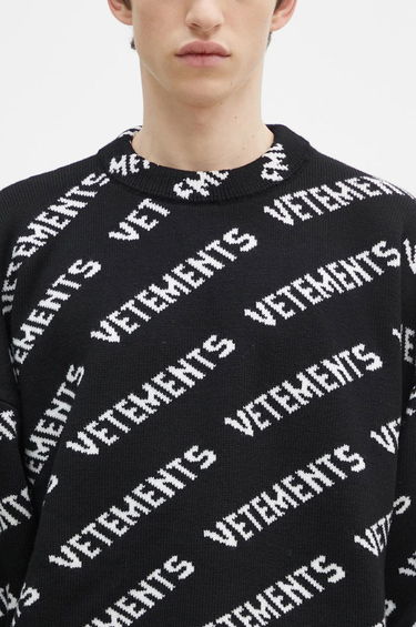 Sveter VETEMENTS VETEMENTS Monogram Warm Knit Sweater Čierna | UA66KN150B, 3
