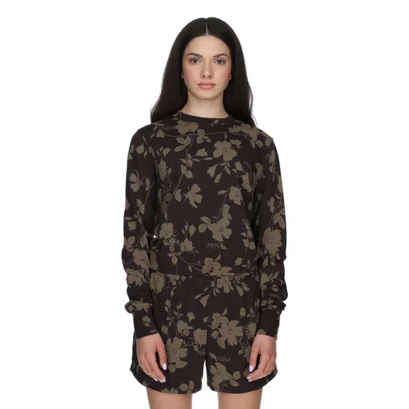 Súprava Nike Sportswear Floral Print Shorts and Sweatshirt Set Hnedá | HQ5708-220