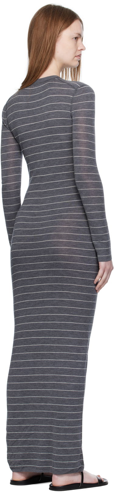 Šaty Nanushka Nanushka Dakoa Striped Terry Merino Maxi Dress Šedá | NW25PFDR03994, 2