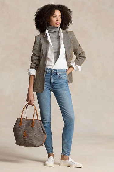 Kabáty Polo by Ralph Lauren Wool Blend Herringbone Blazer Šedá | 211891070, 4