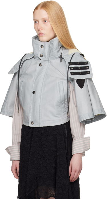 Bunda Burberry Burberry Hooded Capelet Jacket Šedá | 8109388, 3