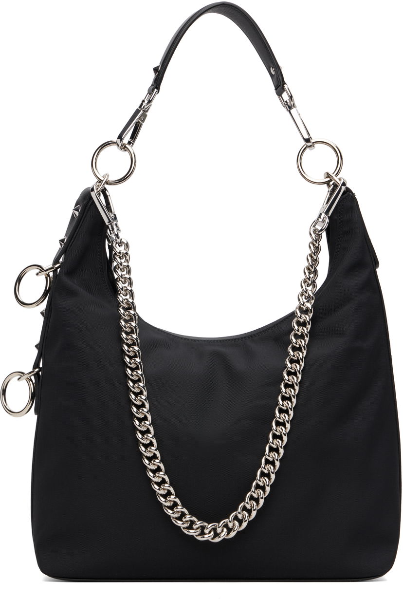 Kabelka R13 Small Chain-Link and Studded Hobo Bag Čierna | R13WA062-A010
