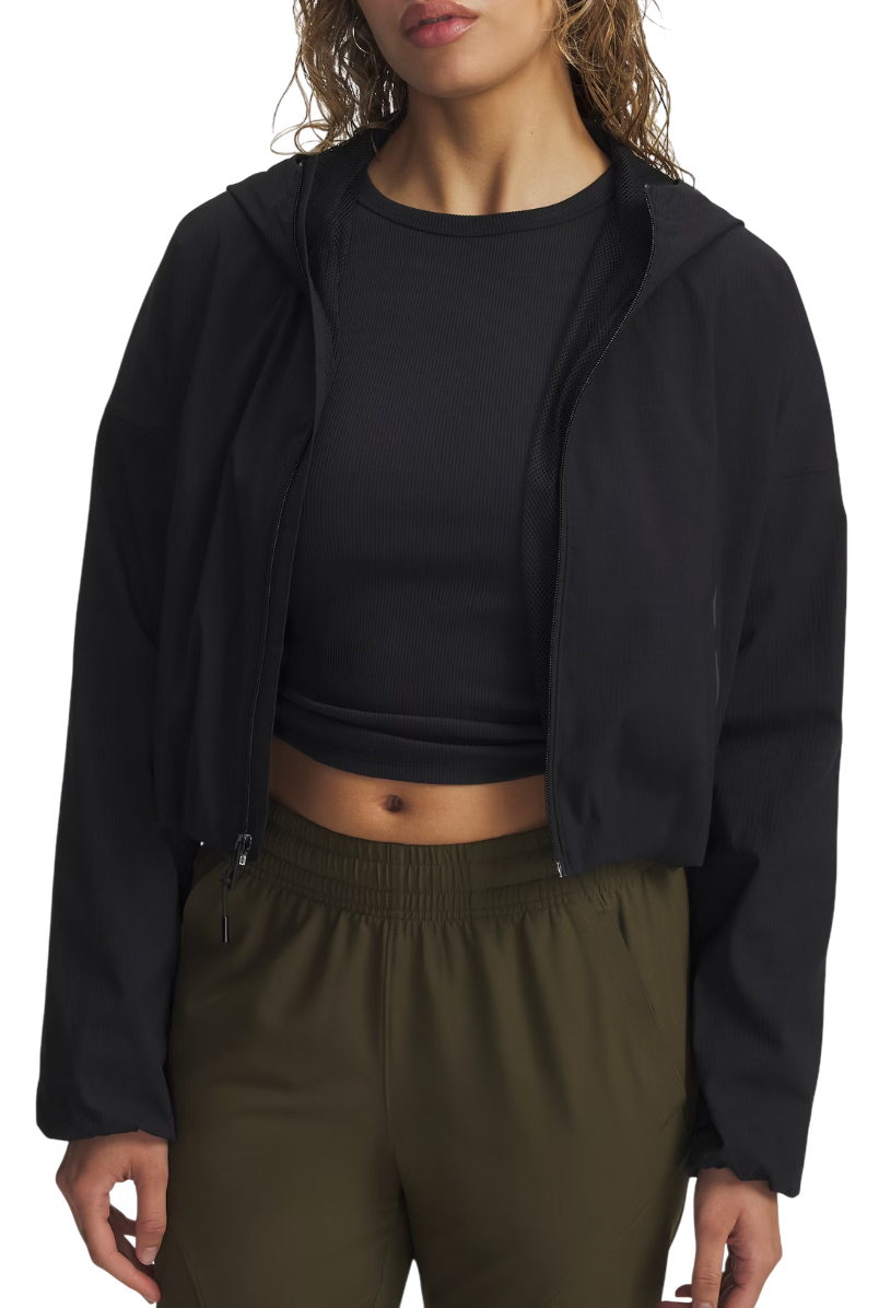 Vetrovka Under Armour Unstoppable Woven Ripstop Hooded Cropped Full-Zip Jacket Čierna | 6005967-003, 0