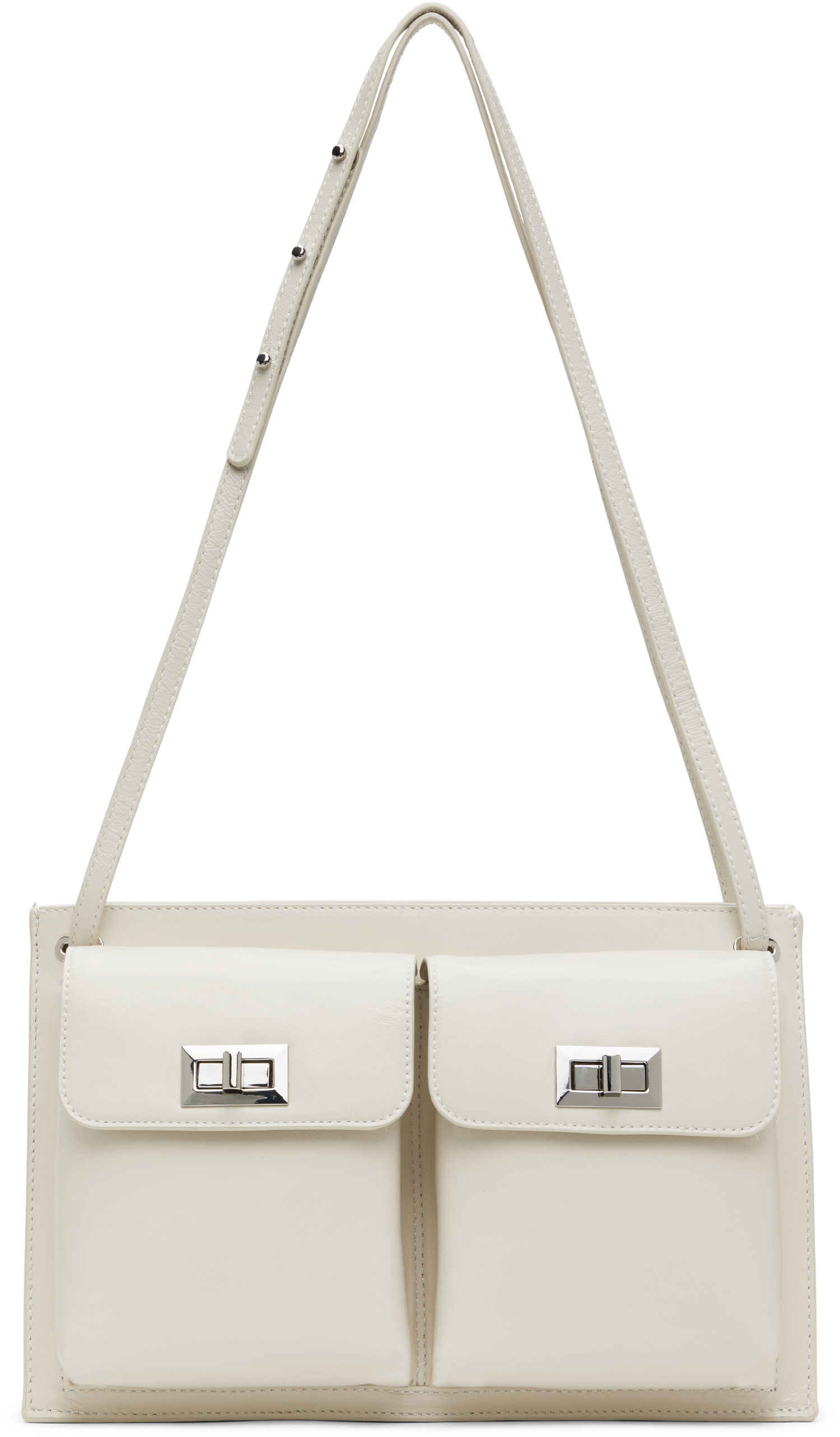 Taška cez rameno BY FAR Double Pocket Shoulder Bag Biela | MWBSB024LL002WH020PL, 0
