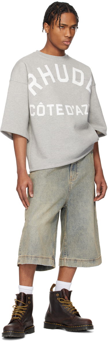 Sveter Rhude Rhude 'Côte D'Azur' Boxy Mid-Sleeve T-Shirt Šedá | RHPS25TT23012, 3