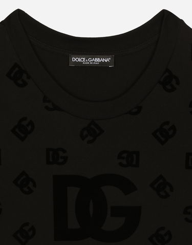 Tričko Dolce & Gabbana Jersey T-shirt With All-over Flocked Dg Logo Čierna | F8T00TGDB9KN0000, 2