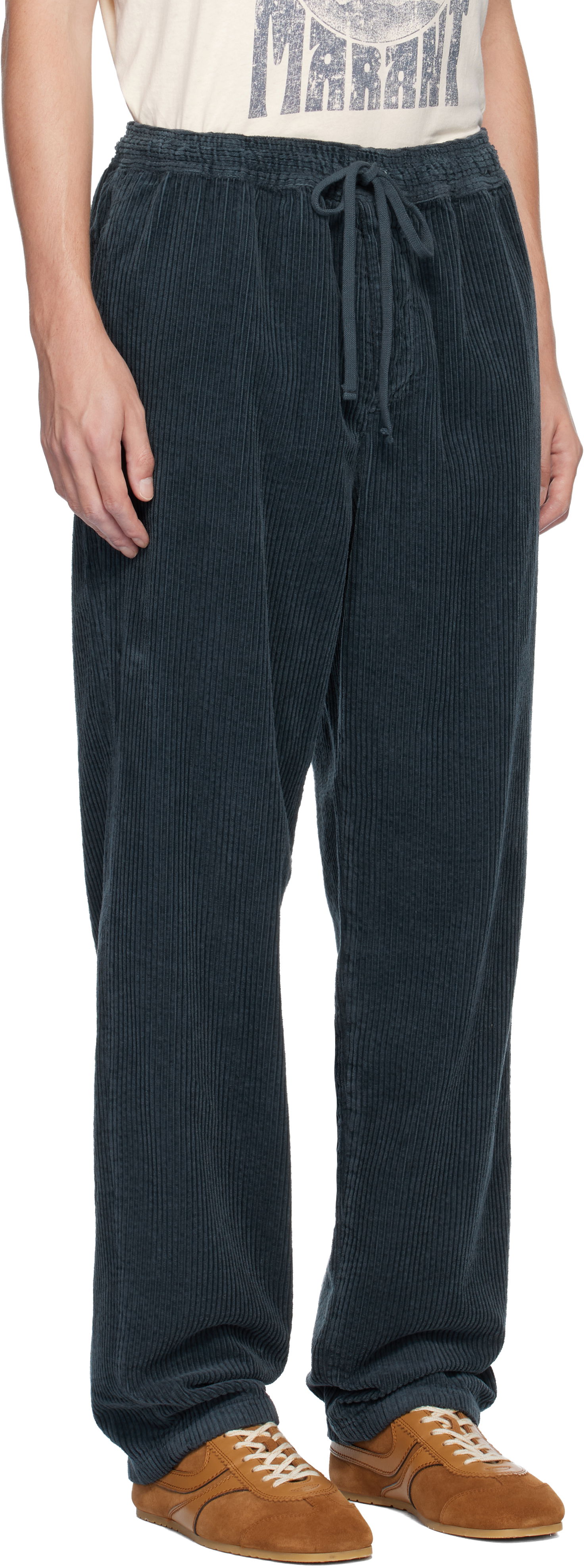 Nohavice ISABEL MARANT Nirlen Corduroy Drawstring Trousers Navy | 24HPA0468HA-B4G03H, 1